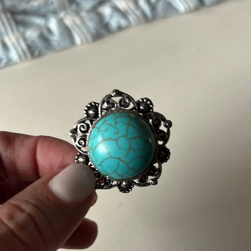 Turquoise Silver Filigree ring